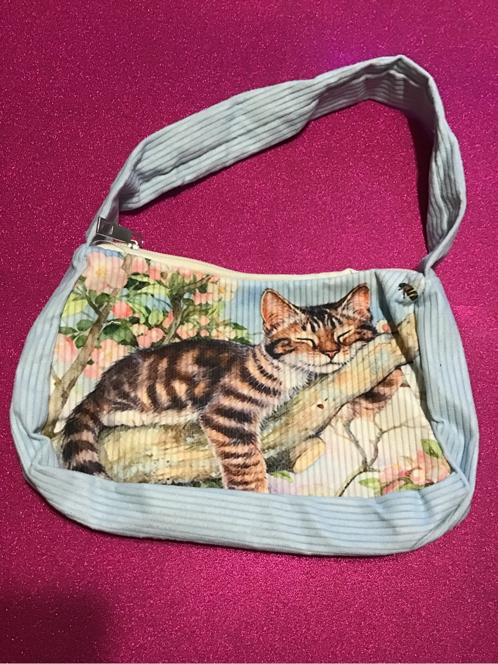 Sleeping Cat Corduroy Bag